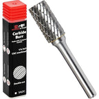S&F STEAD & FAST Carbide Burr with 1/4” Shank 1/2” Cutter Dia 1” Length, Professional Grade Tungsten File, Die Grinder Bit for Metals, Rotary File Cylinder Shape, Grinding Burr bit