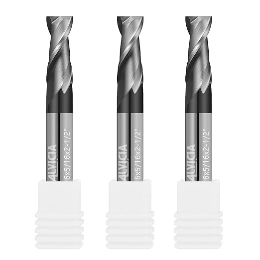 3PCS 5/16" Micrograin Carbide Square End Mill Set 2 Flute HRC 55 AlTiN Coating End Milling Bits for Milling Alloy Steels, Hardened Steel, CNC Router Bits