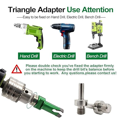 Diamond Core Drill Bits Kit - 7pcs 6/6/6/20/25/35/50mm+1pc 2" Beveling Chamfer Bit+1pc 3/4" Finger Milling Bit+Triangle Adapter to 5/8-11" Thread for Porcelain Ceramic Tile Granite Marble