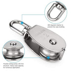 Rocaris 6 Pack M32 Stainless Steel Wire Rope Crane Pulley Block 551lbs Lifting Crane Swivel Hook Single Pulley Block Hanging Wire Towing Wheel