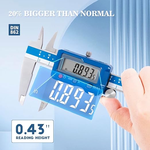 Dasqua 12”/300mm Digital Caliper, Stainless Steel Precision Measuring Tool, Large LCD, Eco-Friendly Case, 0.0005”/0.01mm Resolution, 0.001”/0.02mm Accuracy