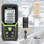Huepar Laser Distance Meter 393Ft with Li-ion Battery & Electric Angle Sensor, Backlit LCD Laser Measure M/in/Ft with High Accuracy Multi-Measurement Modes, Pythagorean, Distance, Area&Volume
