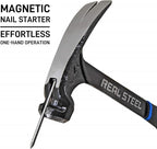 Real Steel 21 Oz One Piece Forged Milled Face Framing Hammer with Rip Claw 0517, Black