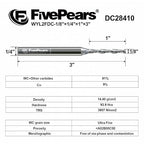 FivePears Down Cut Spiral Router Bit for CNC, 1/8 inch Cutting Diameter and 1 inch Cutting Length 1/4 inch Shank Carbide End Mill Router Bit for Wood Carving Engraving Grinding Grooving