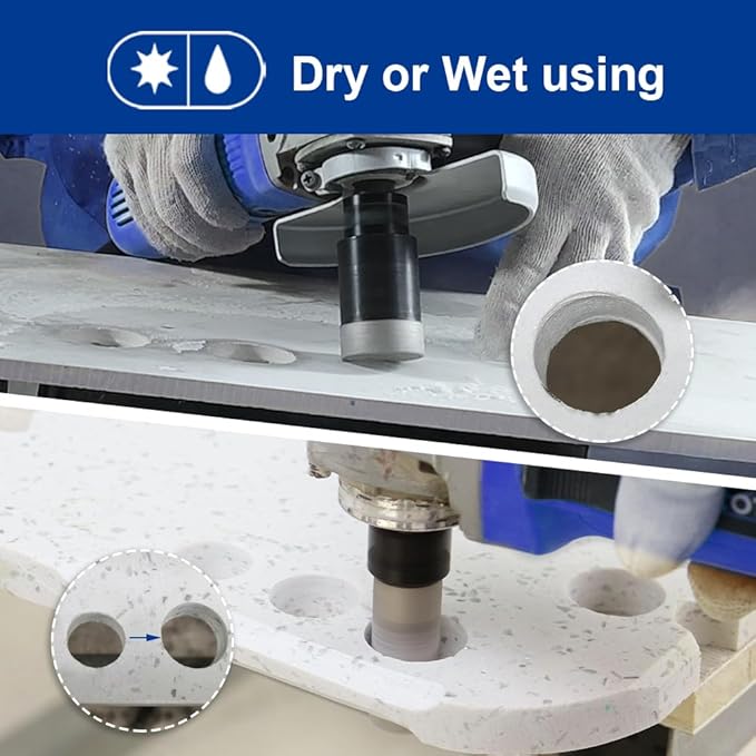 SHDIATOOL Diamond Core Drill Bits Set Hole Saw Kit for Porcelain Tile Ceramic Marble Brick Vacuum Brazed Cutter 7-Piece (25/35/45/51/65/76mm)+25mm Finger Bits