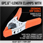 HORUSDY 6-Piece 6" inch Spring Clamp, Heavy Duty Spring Metal Spring Clamps, 2.5"-inch Jaw opening (6-Piece)