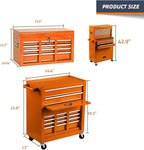 8-Drawer High Capacity Rolling Tool Chest - Big Storage Removable Tool Box w/ Lockable Drawers for Workshop & Garage (Orange)