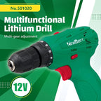 NEWBEAT Cordless Drill Set, 12V Power Drill Driver with Battery and Charger, 3/8" Keyless Chuck, 2 Variable Speed, 18+1 Torque Setting, Cordless Drill Driver Kit for Home and DIY Project