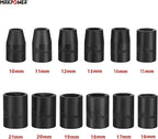 MAXPOWER 1/2" Drive Impact Socket Set, 12 Pieces Metric Impact Sockets, 6-Point Metric Impact Sockets, Cr-Mo Steel, Sockets Size 10 mm to 21 mm, With a Storage Case