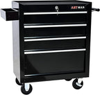 4-Drawer Rolling Toolbox Cabinet, Large Capacity Metal Toolbox with Wheels and Key Lock, Rolling Toolbox Organizer Toolbox, Heavy-Duty Industrial Service cart Storage Organizer