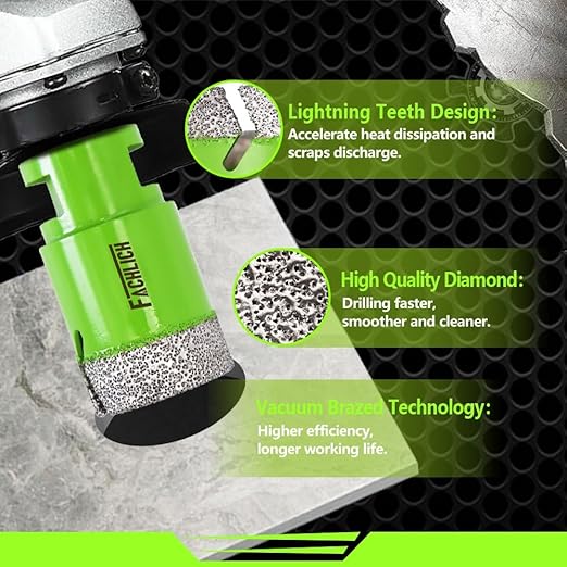 Diamond Core Drill Bits - 1-3/8" Tile Hole Saw 35mm for Porcelain Tile Granite Marble Masonry Brick