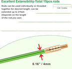21FT Fiberglass Running Electrical Wire Cable Pulling Fish Tape Kit, Bright Green Glow Rods Set with 7 Different Attachments in a Carrying Case