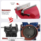 Nuovoware Table Vise 3 Inch, 360° Swivel Base Universal Home Vise Portable Bench Clamp, Clamp-on Vise Bench Clamps Fixed Tool for Woodworking, Metalworking, Cutting Conduit, Drilling, Sawing, Red