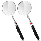 2 Pcs Telescoping Inspection Mirrors, Mechanics Mirror Tool with Long Handle, Round Extendable Mirror on a Stick for Technicians Mechanics Contractors Checking Observation(85mm,Black)