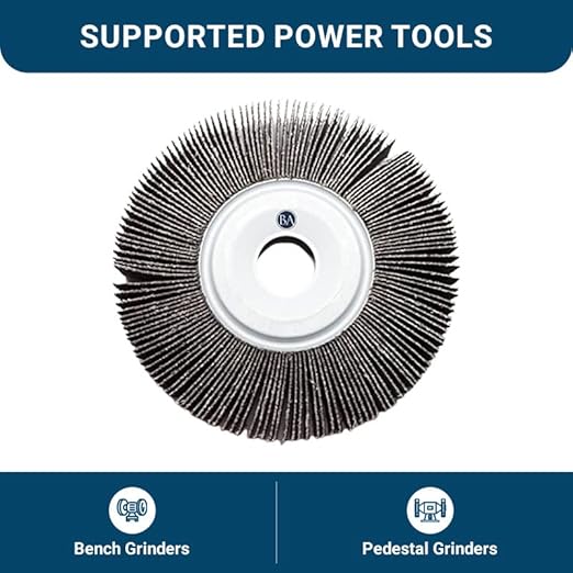 Benchmark Abrasives Aluminum Oxide 6 Inch Center Hole Flap Wheel - Bench Grinder Wheel 1” Length 1" Arbor Sander for Deburring, Sanding, Grinding, Rust Paint Removal Polishing Wheel - 40 Grit