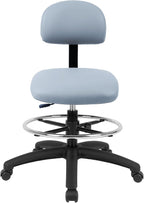 Chair Master FSS Series Square seat Mid (19"-27") seat Height Chair. Vinyl-for Office, Garage, Desk, Shop, Computer, Doctor, Medical, Easy to Clean! 18" Footring (Gray, Mid Stool, _Standard Casters)