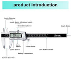 Kynup Digital Caliper, Caliper Measuring Tool, Micrometer Dial Vernier Caliper Digital, Full Turn Off, Stainless Steel, Switch from Inch Metric Fraction, Black(6Inch/150MM)