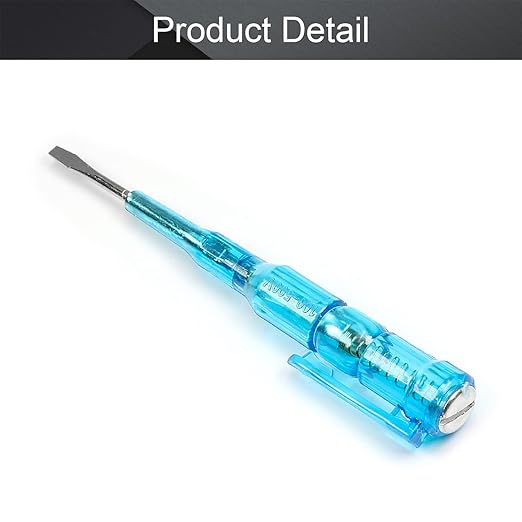 Fielect Voltage Detector Pen Test Screwdriver Steel Batch Screwdriver Test Pencil JRDB-107 AC/DC 100-500V Blue Clear 1pcs