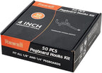 Pegboard Hooks,50-Pack,4 Inch L Shape Small Galvanized Pegboard Hooks Suitable for 1/8 and 1/4 inch pegboard,Metal Pegboard Hooks for Garage,Office,Kitchen,Store