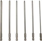 Long Phillips Cross Screwdriver Bit Sets PH1(Φ3.0) PH1(Φ4.0) PH1(Φ4.5) PH2(Φ4.5) PH2(Φ5.0) PH2(Φ6.0) 6 Pieces 6 Inch Length S2 Steel Cross Phillips Screwdriver Bit Set(6Pcs Cross Head)