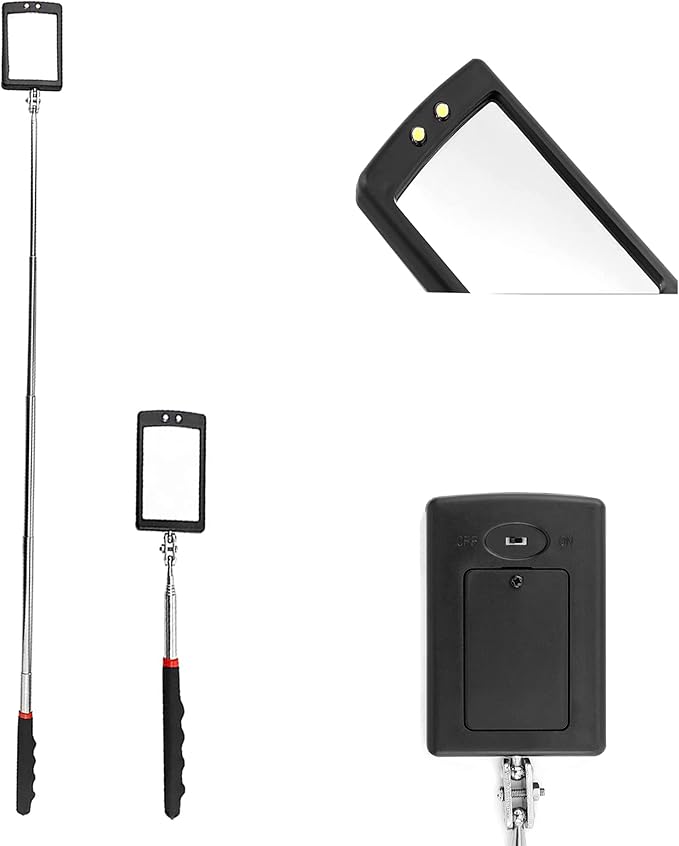 Inspection mirror telescoping with light Mirror practical addition to car repair, and anyone's toolbox Inspection Tool for Checking Vehicle, and Other Small Parts Extended (Inspection mirror-6PCS)