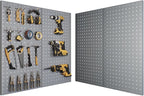 Pegboard, Metal Peg Board, Pegboards Wall Organizer with 57 Pcs Hooks, Sturdy Peg Board for Garage Tool Organization, Home & Office Wall Decoration (Grey, 3 Pack)