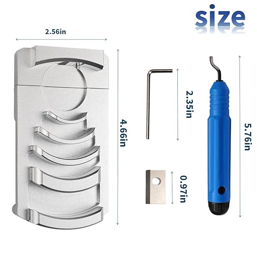 Aluminum PVC Deburring Tool for Plastic Pipe,PVC Pipe Chamfer Tool for Pipe Burring,Plastic Pipe Deburring Tool,Tube Deburring Tool 4” to 1-1/4”,&Replacement Blade&Swivel Head Deburring Tool&Wrench