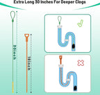 Kelly's Collection 30 Inch Drain Snake Hair Clog Remover, Anti-break Metal Sink Snake Drain Cleaner Tool with Nylon Layer, Drain Hair Removal Tool for Shower, Bathroom Sink Drain Unclog (5 Pack)