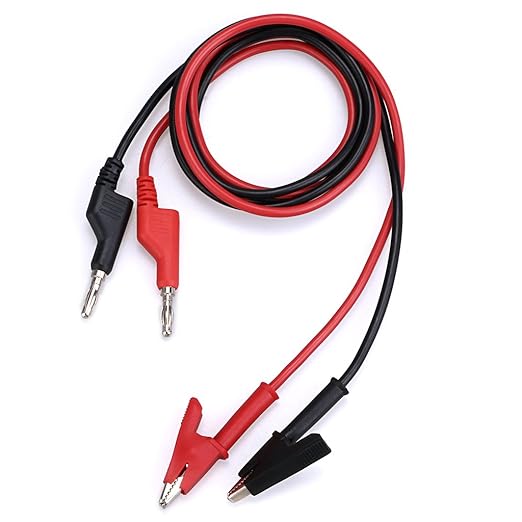 Sumnacon Multimeter Banana Plug to Crocodile Alligator Clip Test Probe, 2PCS 4mm Stackable Colorful Silicone Banana Plug to Alligator Clip Test Probe Lead Wire Cable 1M/3.3 Ft