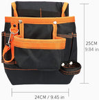 Tool Pouch - Tool Belt Bag/Utility Pouch for Electrician Carpenter Construction Technician Gardening, Tool Pouch with Belt Clip for Hardware Tools, 8 Pockets, Adjustable Belt Work Apron, Orange