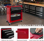 Kirmoasl 13-Drawer Rolling Tool Chest,Large Tool Chest with Wheels,2 in 1 Detachable Tool Chests,Portable Tool Storage,Locking Mechanic Tool Box for Warehouse,Garage (Red&Black)