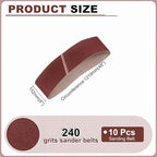 HARFINGTON 6 x 48 Inch Sanding Belts, 10 Pcs 240 Grits Aluminum Oxide Abrasive Belt Sander File Belt for Woodworking, Metal Polishing, Knife Sharpener