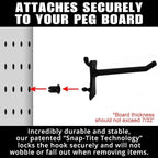 PegPro® 2" Hooks Kit for Standard “Wood Fiber” pegboard – Durable Plastic Pegboard Hooks - for Garage, Kitchen, Craft Room, and More (2" Hook - 24 Pack, Black)