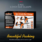 HORUSDY 6-Inch Bar Clamps for Woodworking, 2-Pack Quick Grip Clamps, Heavy-Duty F-Clamp & Spreader, Trigger Clamp with 150 LBS Load Limit for Woodworking, Carpentry, and DIY Projects