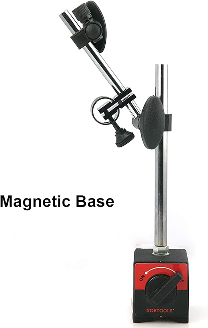 NORTOOLS Dial Indicator with Magnetic Base 0-1.0" & Point Set Dial Test Indicator 0.001" Precision Measuring Gauge Tools Kit， Magnetic Dial Indicator Base Holder with Fine Adjustment