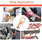 25pcs 6 AWG 5/16" Stud Copper Ring Terminals Battery Cable Ends Wire Lugs 6 Gauge Heavy Duty Cable Lugs Bare Copper Eyelets Tubular Ring Terminal Connectors