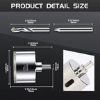 2-3/8inch | 60mm Diamond Hole Saw with Center Drill bit and Diamond-Coated Center Drill bit for Ceramic Glass Marble Fiberglass Granite and Porcelain Tiles by CENYB