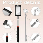 5 Pcs Telescoping Inspection Mirror Set Round Stainless Steel Mirror 360 Rotation Adjustable Inspection Tool with Long Handle for Check The Vehicle, Observe The Eyelashes, Mouth(Popular Style)