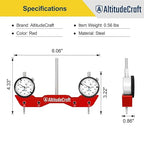 Precise Mill and Lathe Tramming System Tool, Machine Calibration for CNC Router and Mini Mill, 0.001” Dual Dial Indicators, 1/4" Shank