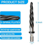 9/16" Bridge Construction Reamer Drill Bit, M2 HSS Taper Chucking Reamer for Steel Alloy Metal Wood Plastic, 1/2" Non-Slip Shank, 5-Spiral Flutes Car Reamer, to Align or Enlarge Holes, 14mm