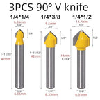 6PCS 1/4 Shank Carbide Rounf Nose Bit 90 Degree V-Groove Bit Suit 3D CNC Signmaking Lettering Engraving Router planing Head Wood Cutter Woodworking Tools Carving Cutting Tool