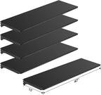 Eastern Tree 4 Packs Gondola Shelves 47 1/4”L x 13 1/2”W for Industrial Grade Black Pegboard Display Stand, 4 Shelves for Gondola Units with 8 Pieces Supply Arms
