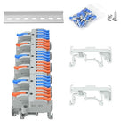 3Pcs Lever Wire Connectors, 2 in 8 Out, Push-in, 4-2.5 mm² Quick Wiring DIN Terminal Blocks, 30Pcs Wire Ferrules Terminals & 5.51 Inch DIN Rail Included
