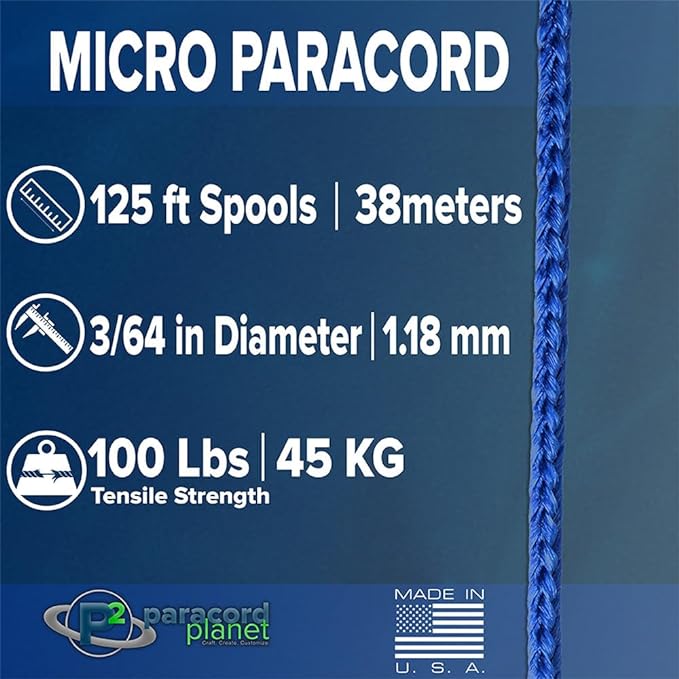 Paracord Planet Micro Paracord – Thin Braided Cord for Crafting, Fishing, and DIY Projects in 125 ft Spools – Gecko