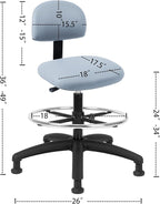 Chair Master FSS Series Square seat Tall (24"-34") seat Height Chair. Vinyl-for Office, Garage, Desk, Shop, Computer, Doctor, Medical, Easy to Clean! 18" Footring (Gray, Tall, Glides)