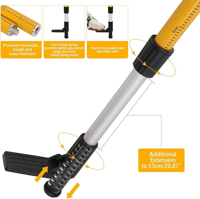 13.8Ft/4.2M Professional Telescoping Laser Level Pole with Tripod & Laser Mount - 1/4"-20 & 5/8"-11 Adapters, Adjustable Laser Pole Mount for Rotary/Line Lasers