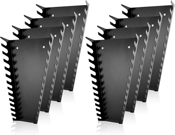 ALOANES 104-Slot Metal Wrench Organizer, Heavy Duty Wrench Organizer Tray for Tool Box, Fit SAE & Metric Wrench Storage, 8 Pack Wrench Holders(Black)