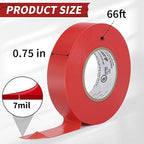 Avery Dennison Electrical Tape, 10 Rolls General Use PVC Electric Tape, UL/CSA Listed ¾ in x 66 ft Insulating Vinyl Tape for Electrical, Repairs, Automotive and Equipment, EE-100, Red