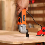 Oscillating Multi-Tool, 22000 OPM, 1.5A, 3° Oscillation Angle, 10-Piece Accessory Kit: 3 Saw Blades, Semi-Circle Blade, Sanding Plate, 6 Sanding Papers for Cutting, Grinding, Sanding