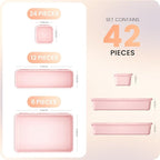 A-LuGei 【𝟰𝟮𝗣𝗖𝗦】【Pink】 Tool Box Organizer Tray Divider Set, Desk Drawer Organizer, Garage Organization and Storage Toolbox Accessories for Rolling Tool Chest Cart Cabinet Work Bench Small Parts